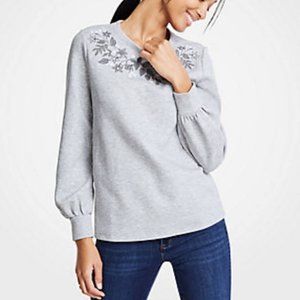 Ann Taylor Embroidered Floral Sweatshirt